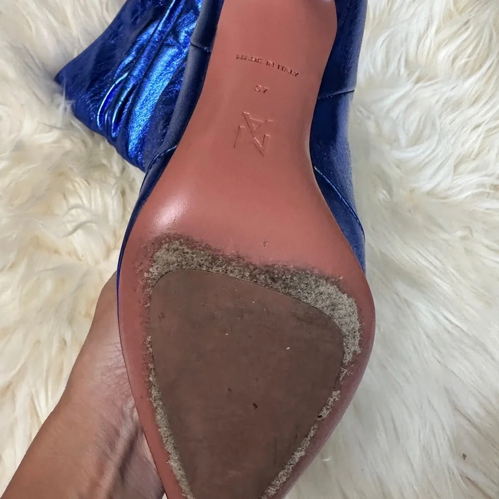 NIB AMINA MUADDI Metallic blue boots - Picture 3 of 9